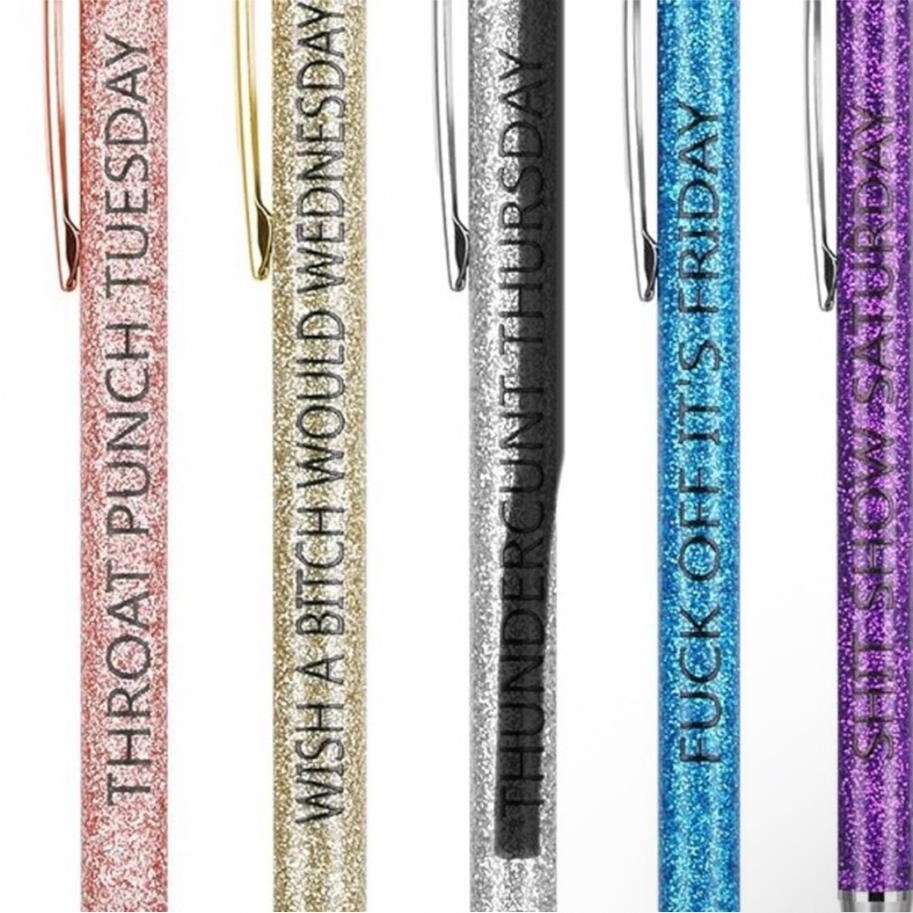 7 Swear Days of The Week Glitter Pens NEW - Picture 6 of 6